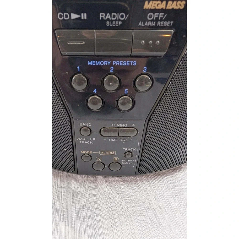 Sony CD Clock Radio ICF-CD833 Black Mega Bass AM/FM Digital Tuner Alarm